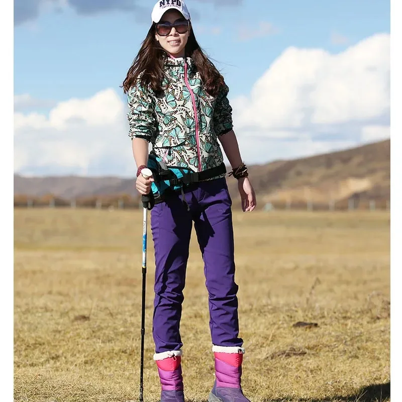 Mulheres caminhadas calças de acampamento esqui ao ar livre trekking viagem casca macia à prova vento manter quente roupas à prova dwaterproof água