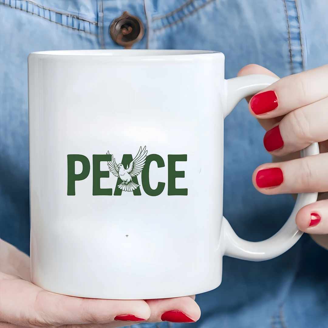 

11oz Cup + PEACE Dove Peace Pattern + Kids Cold & Hot Beverage Cup Christmas Gift Family Office Cup