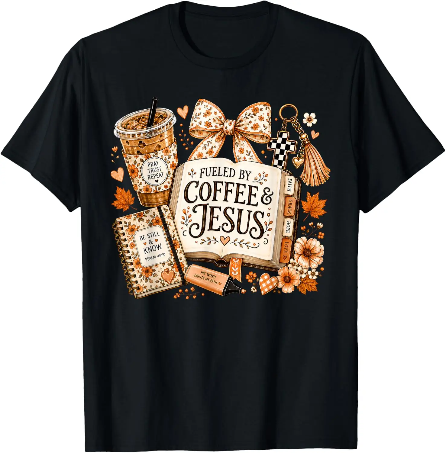 Fueled By Coffee Jesus Pumpkin Spice Christian Autumn Fall T-Shirt
