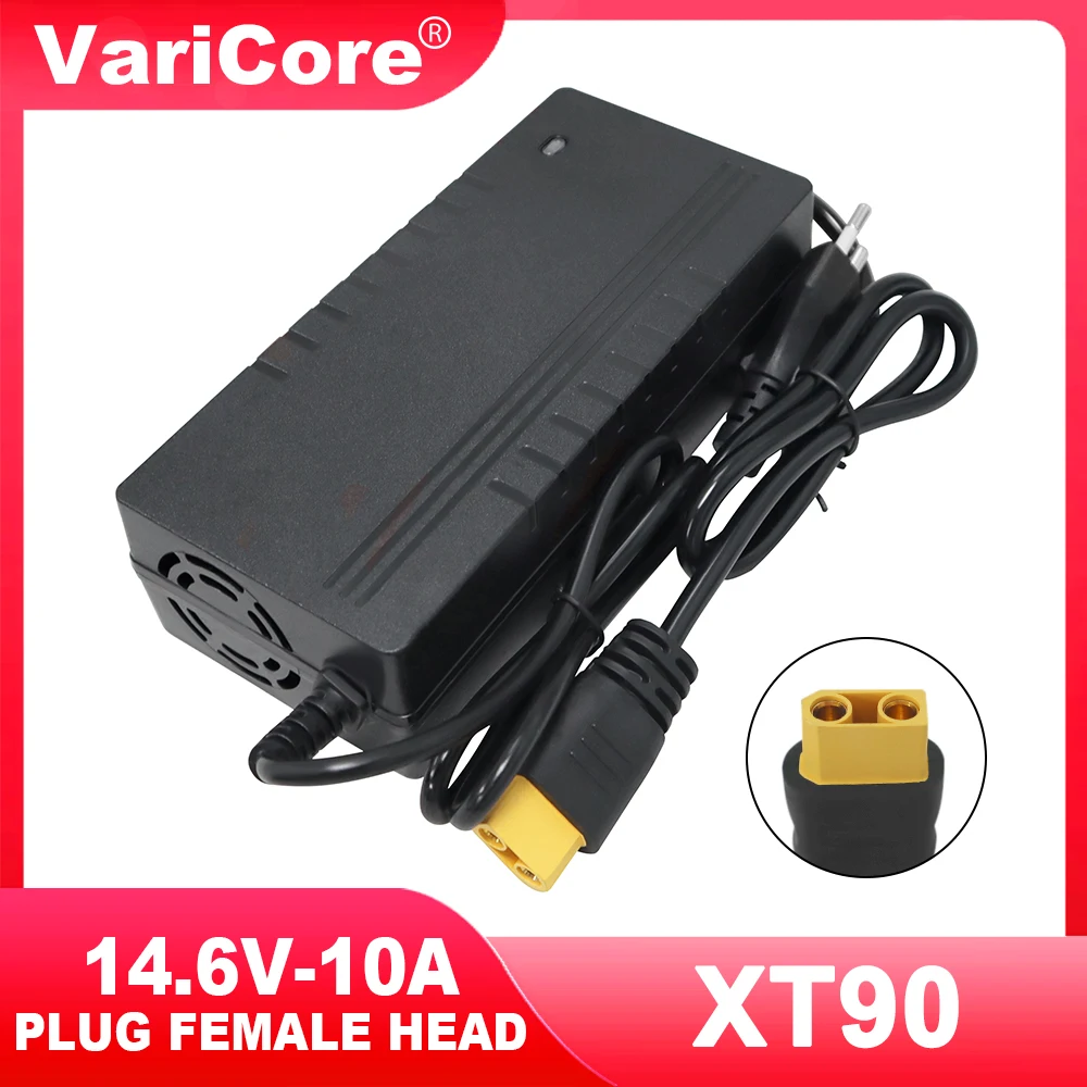 VariCore 14.6V 12V 10A Lifepo4 charger 110-220V 4S 12V lithium iron phosphate battery pack high-power charger XT60 XT90 clamp