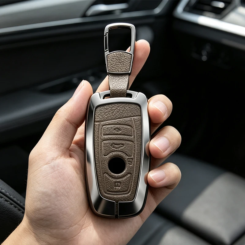 Car Key Case Cover For BMW 1 3 5 7 Series X1 X3 X4 X5 F10 F15 F16 F20 F30 F18 F25 M3 M4 E34 3/4 Button Zinc Alloy Leather Shell