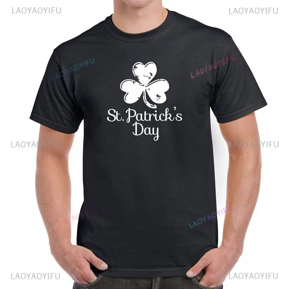 Happy St Patrick's Day Printed T-shirt 3.17 St Patricks Paddy Pub Shamrock Irish Beer Ireland Woman Man Green Cotton Tshirts