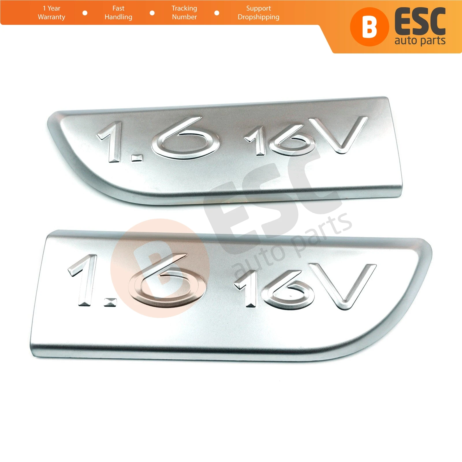 

ESC Auto Parts ESP563 2 Pieces Chrome 1.6 16V Badge Emblem 8200209130 Left and Right For Renault Megane MK2 Scenic MK2