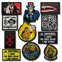 WARNING Shark Mouth embroidery patch Hook Loop armband Personality morale chapter DIY backpack badge logoTactical Patches