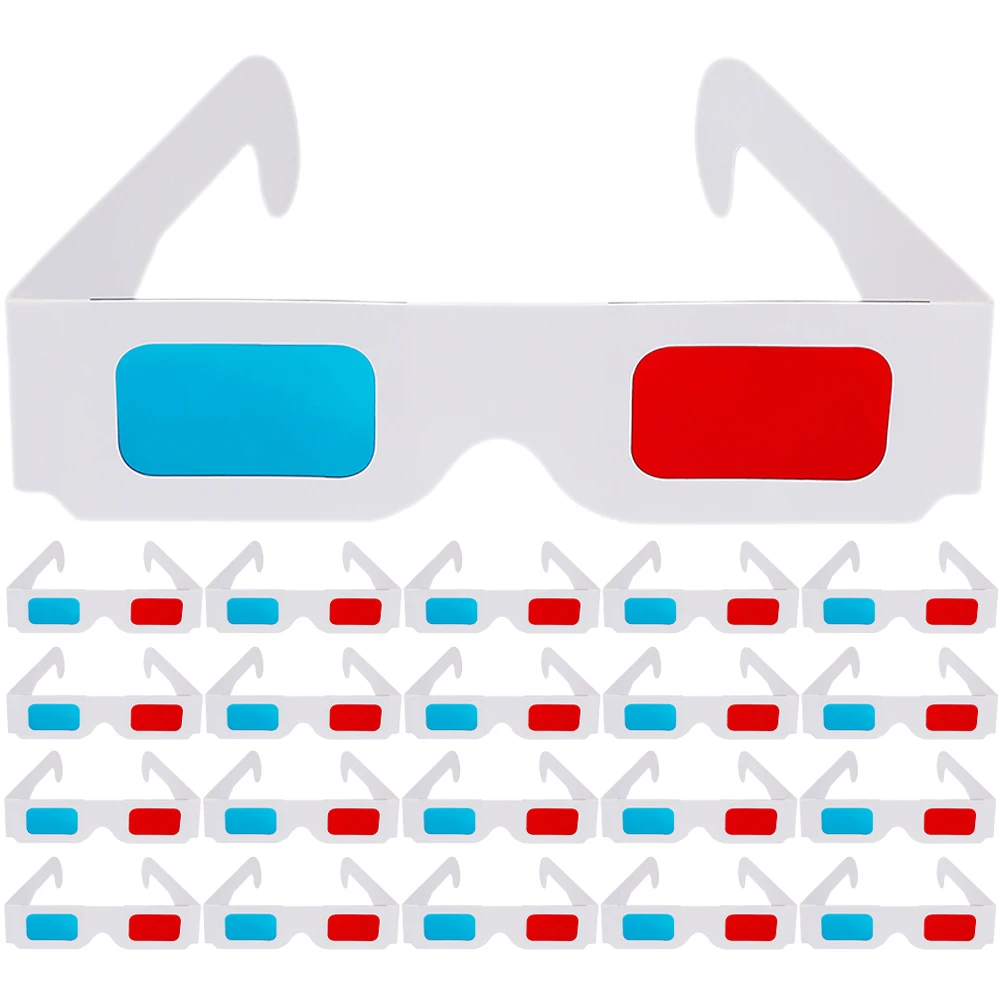 40pcs Paper Glasses Universal 3D Anaglyph Glasses Movie Cinema Anaglyph 3D Glasses