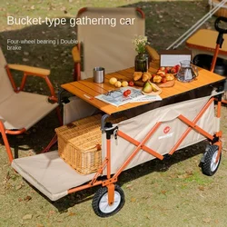 Outdoor Camper Simple Folding Car Detachable Camping Trailer Upgraded Picnic Car Portable Table Pull Car Large Capacity Pull Car