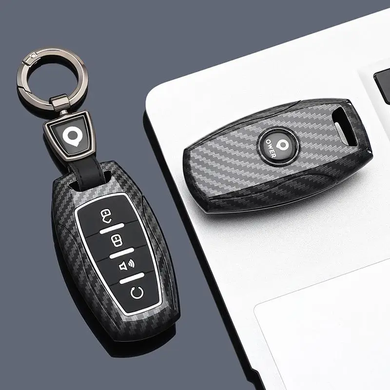 

Zinc Alloy Leather Car Remote Key Case Cover For Great Wall Cannon POWER 2022 H6 Cannon P Series M4 Hover Keychain 3/4 Buttons