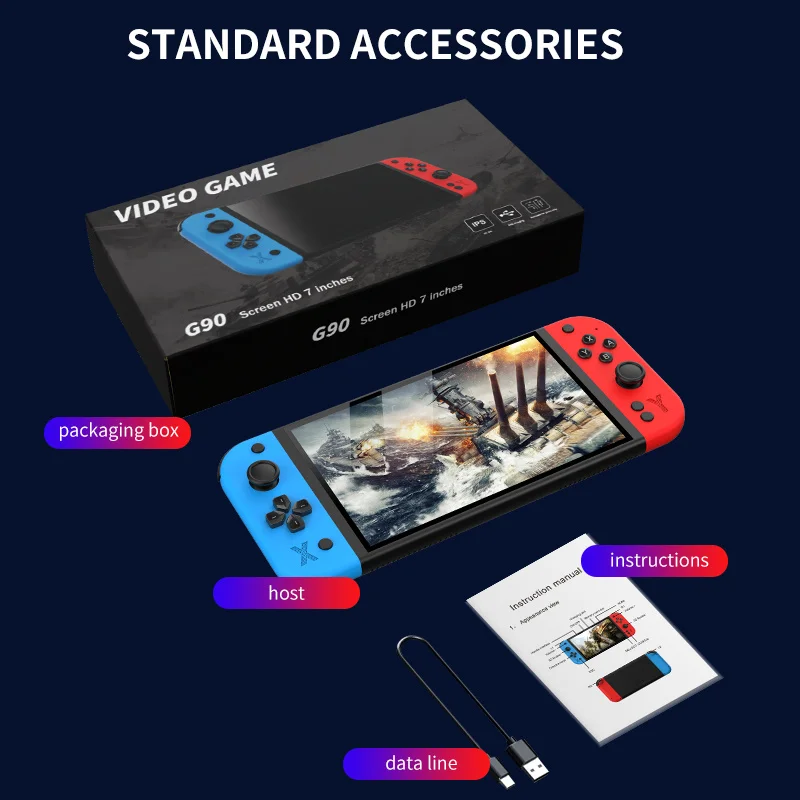 

G90 7-inch 64GB 4000mAh portable handheld game console arcade suitable for PSP/PS1 retro TV game controller boys' gift