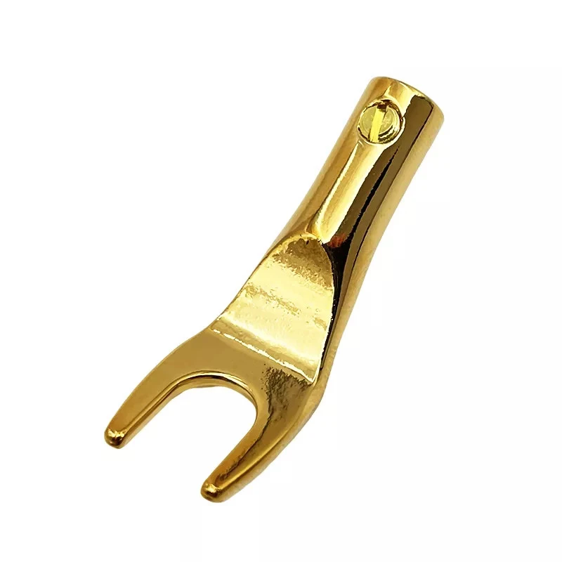 

Copper Gold Plated Banana Plug 24K Y-type Plugs Cable Wire Connector For Spade Speaker Adapter Audio Terminals Custom OEM Brass