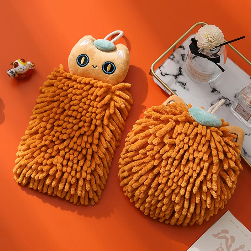

Chenille Hanging Hand Towel – Super Absorbent, Fast-Drying Kitchen & Bathroom Towel with Cute Cartoon Print, Ideal for Kids
