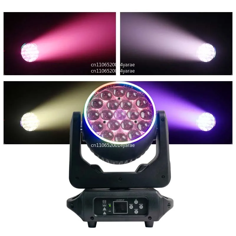 

Zoom Moving Head Wash Light RGBW 4in1 LED Pixel Disco Wedding DMX Stage Light with Ring DJ 19X15W