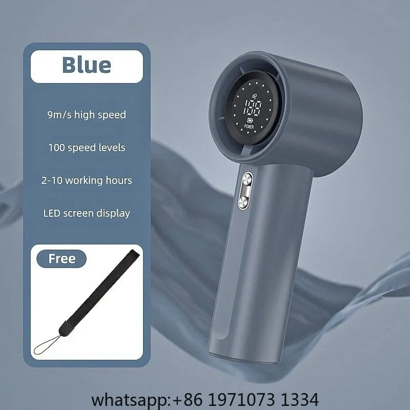 100 Levels Small Fan Usb Digital Display Rechargeable Handheld High-speed Powerful Wind Handheld Turbo Portable Fan