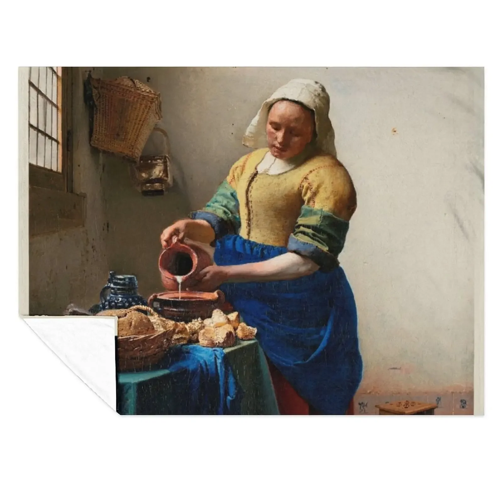 

The Milkmaid (ca. 1660) by Johannes Vermeer Throw Blanket Winter beds Polar sofa bed Hairys Blankets