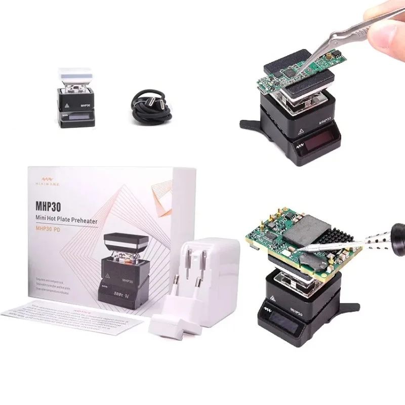 

MHP30 PD Mini Hot Plate SMD Preheater Rework Heating Station PCB Board Soldering TE01 TC01 MTweezer For Electronic Phone Repair
