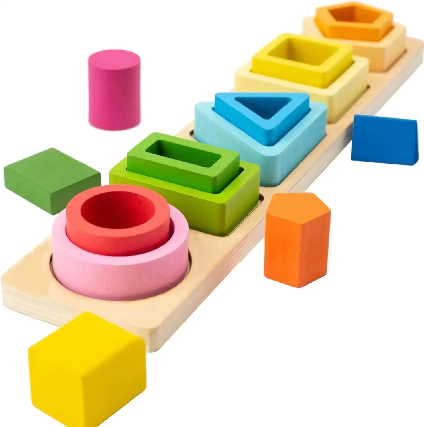 Children\'s Wooden Category Stack Toy Education Color Shape Classification Instrument Puzzle Toys