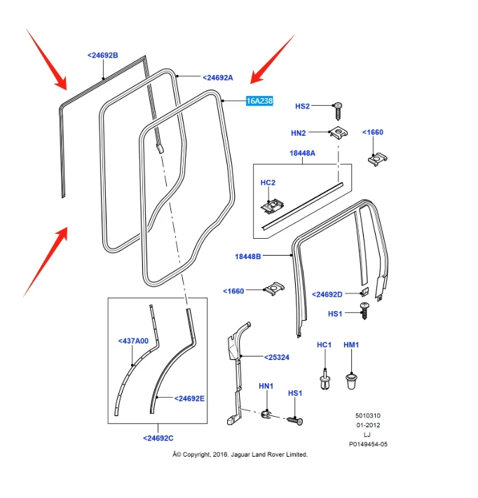 LR013938 CFB000011 CFB000012 FRONT LEFT OR RIGHT Drivers Door SEAL STRIP FOR LAND ROVER RANGE ROVER 2002 - 2009 L322