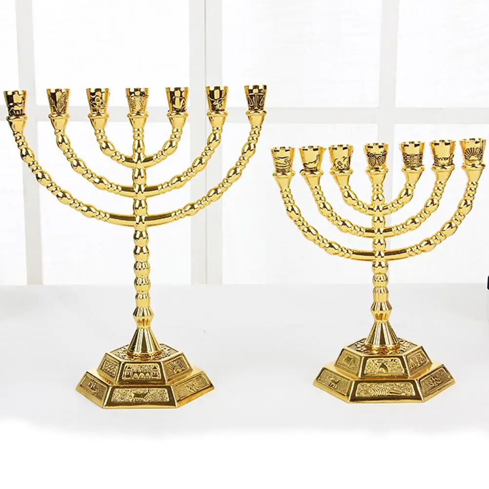 

Religious Candlestick Ornaments Gifts Branch Candlesticks Seven Holder Bracket Metal