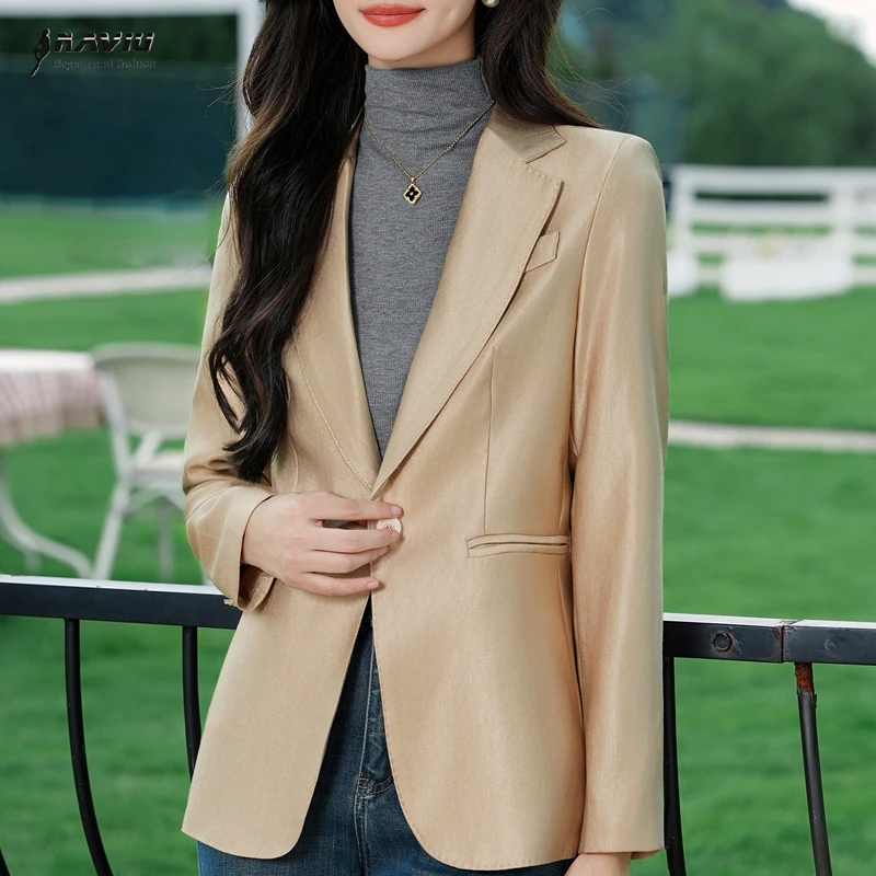 

NAVIU Women Single Button Blazer For Autumn Winter Jacket Coat Ladies Female Business Work Wear Blazers Formal Jacket Women Coat