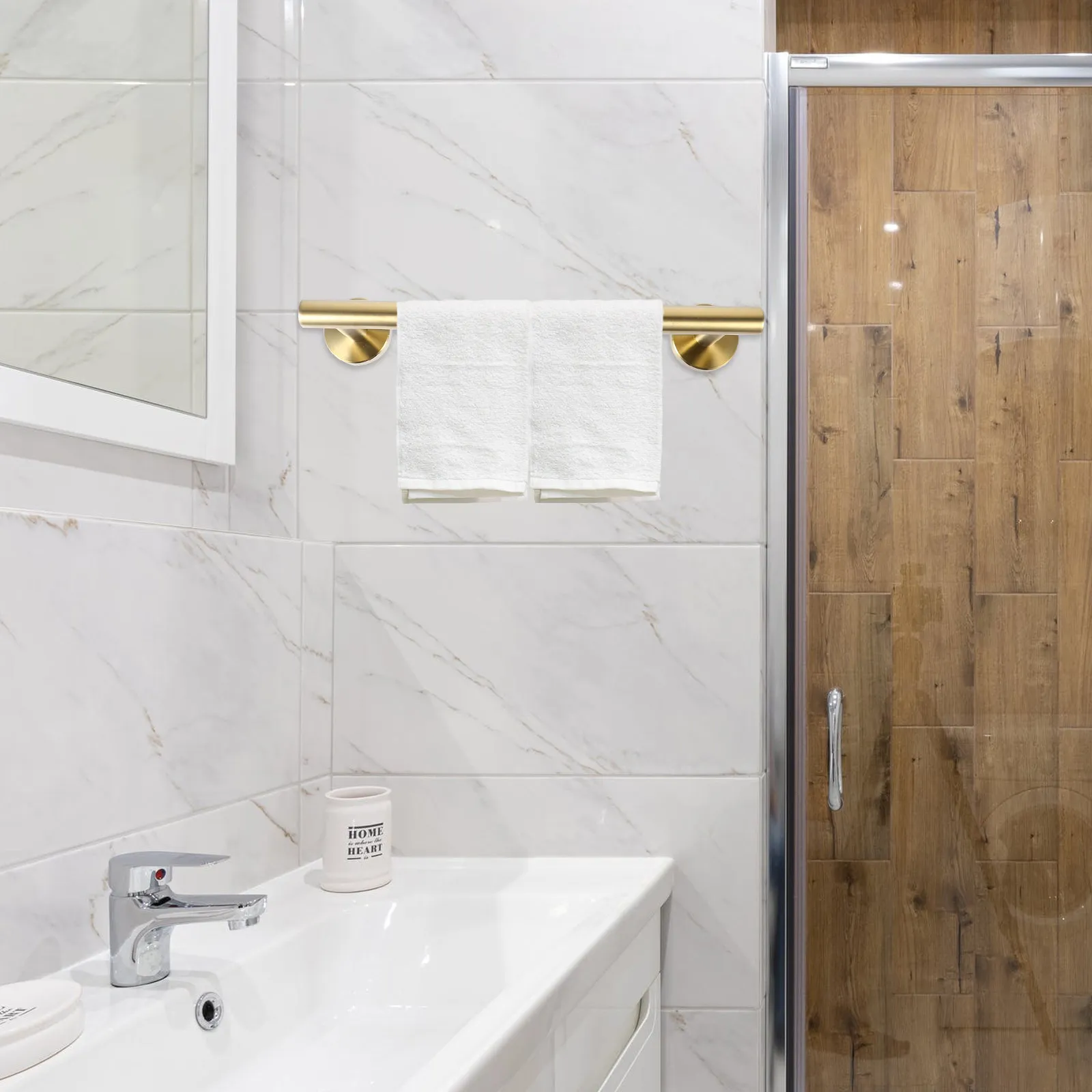 

1 шт. Гладкая, изящная настенная вешалка для полотенец из нержавеющей стали с золотым покрытием, держатель для полотенец для ванной комнаты, кухни, балкона, органайзер для хранения