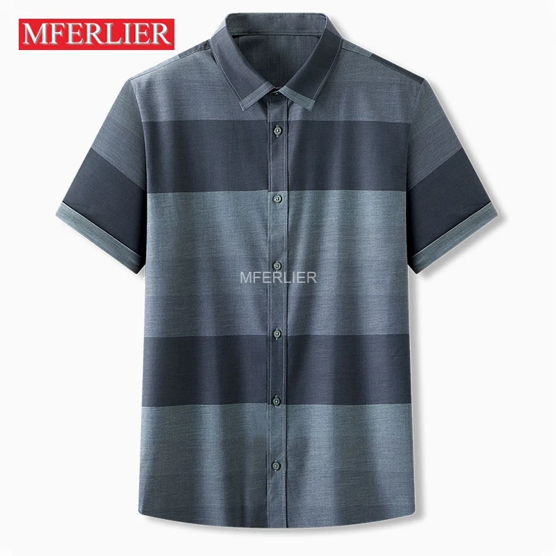 

Summer Oversized Shirt 7XL Bust 146cm 5XL 6XL Plus Size Striped Men Shirt