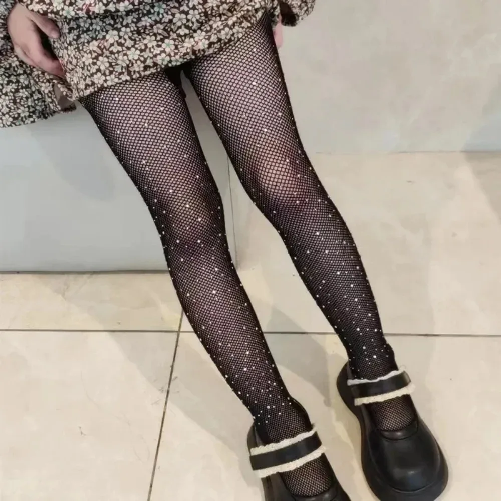 Fashion Sequin Fish Net Dot Drill Mesh Pantyhose Colored Stockings 1-13 Years