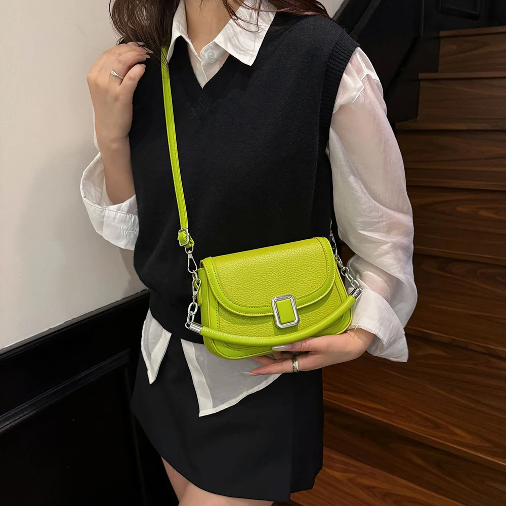 

Women's Chains Top-handle Handbags Luxury Designer Trendy Green Square Single Shoulder Bags Elegant Lady Commuting Crossbody Bag