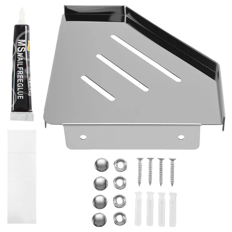 [NEWA64Z!】 Corner Shelf Stainless Steel Shower Caddy Anti-Rust Corner Storage Shower Organizer Wall Mount For Kitchen Bathroom