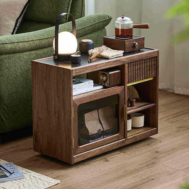 The side cabinets of the solid wood sofa can be moved