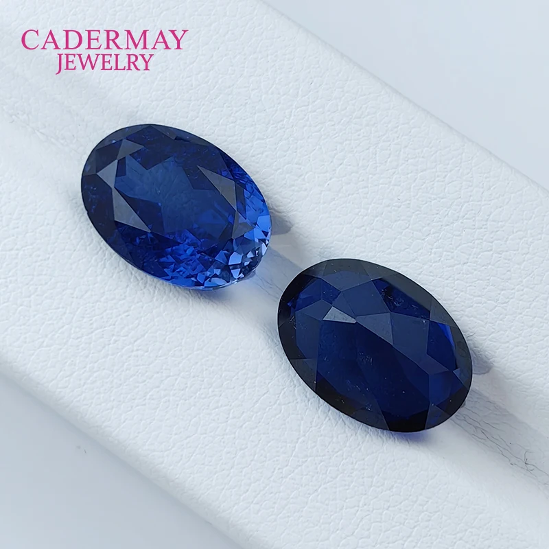 Cadermay Lab Grown Sapphire With Inclusions 3x4mm-15x20mm Oval Shape Royal Blue Synthetic Sapphire Loose Gemstone For Jewelry