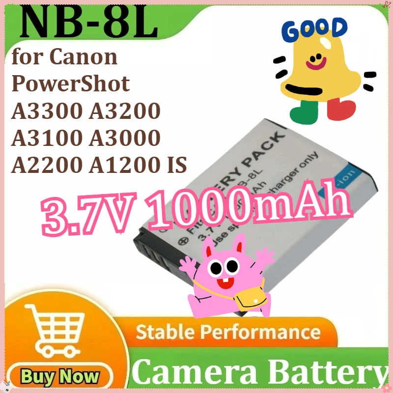 

NB-8L Battery Rechargeable Battery for Canon PowerShot A3300 A3200 A3100 A3000 A2200 A1200 IS Camera Batteries 3.7V 1000mAh