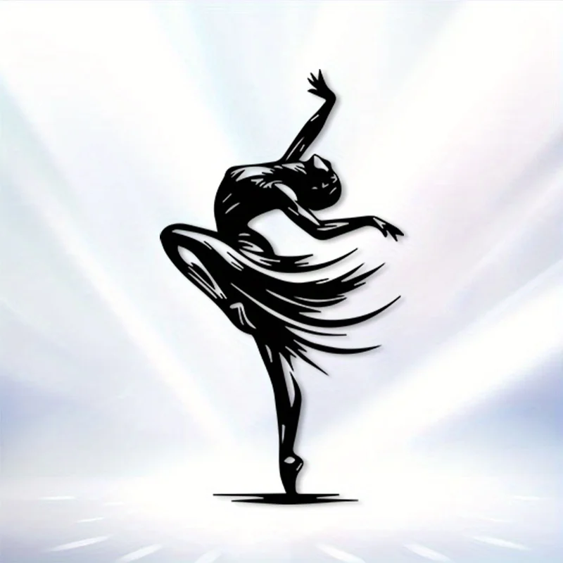 Arte de Pared de Bailarina de Ballet, Silueta Negra Dinámica, Decoración para Estudio u Oficina, Regalo Minimalista y Moderno para el Hogar