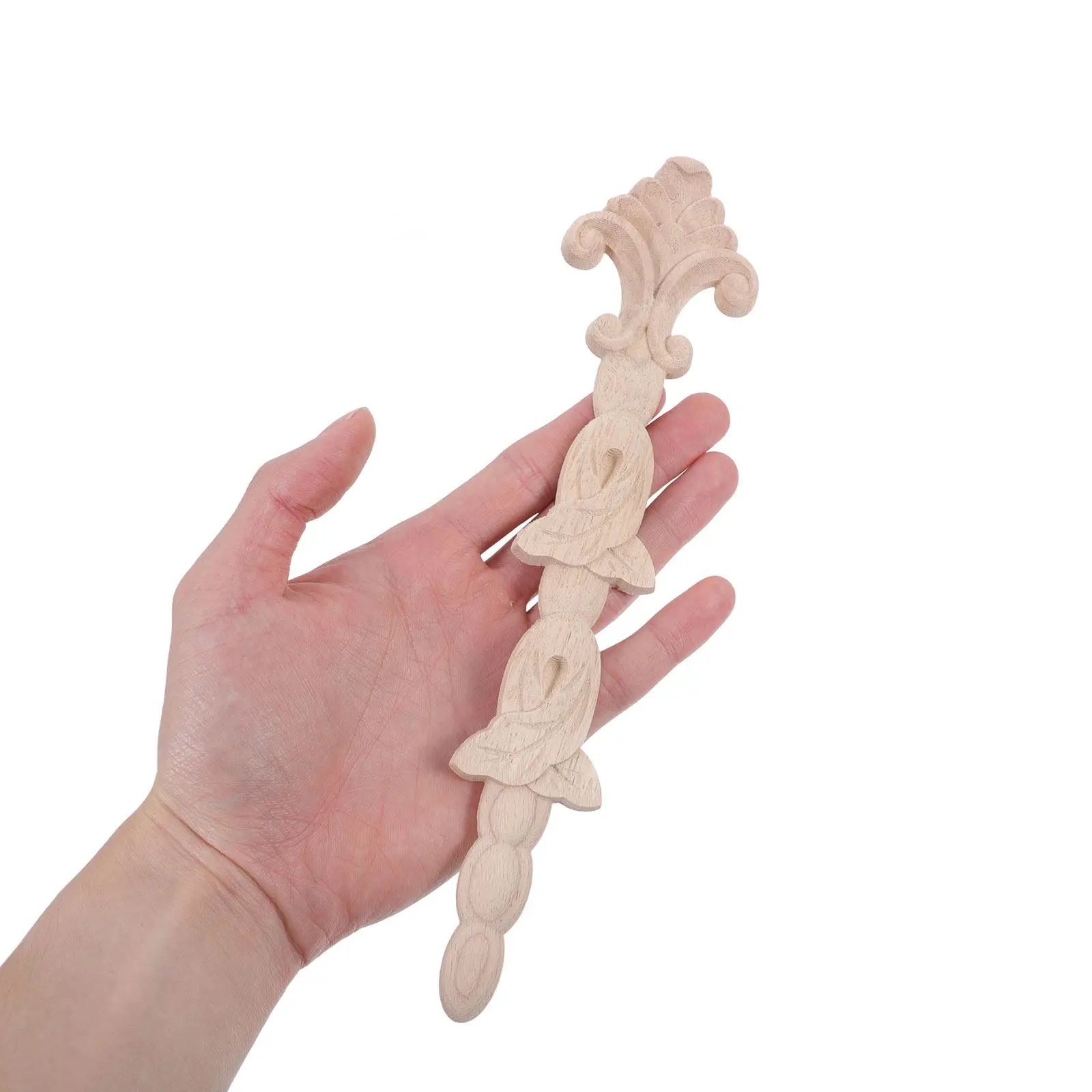 Wooden Applique Uncolored Carved Onlay Artistic Furniture Decoration Woodcarving Craft Door Cabinet Embellishments