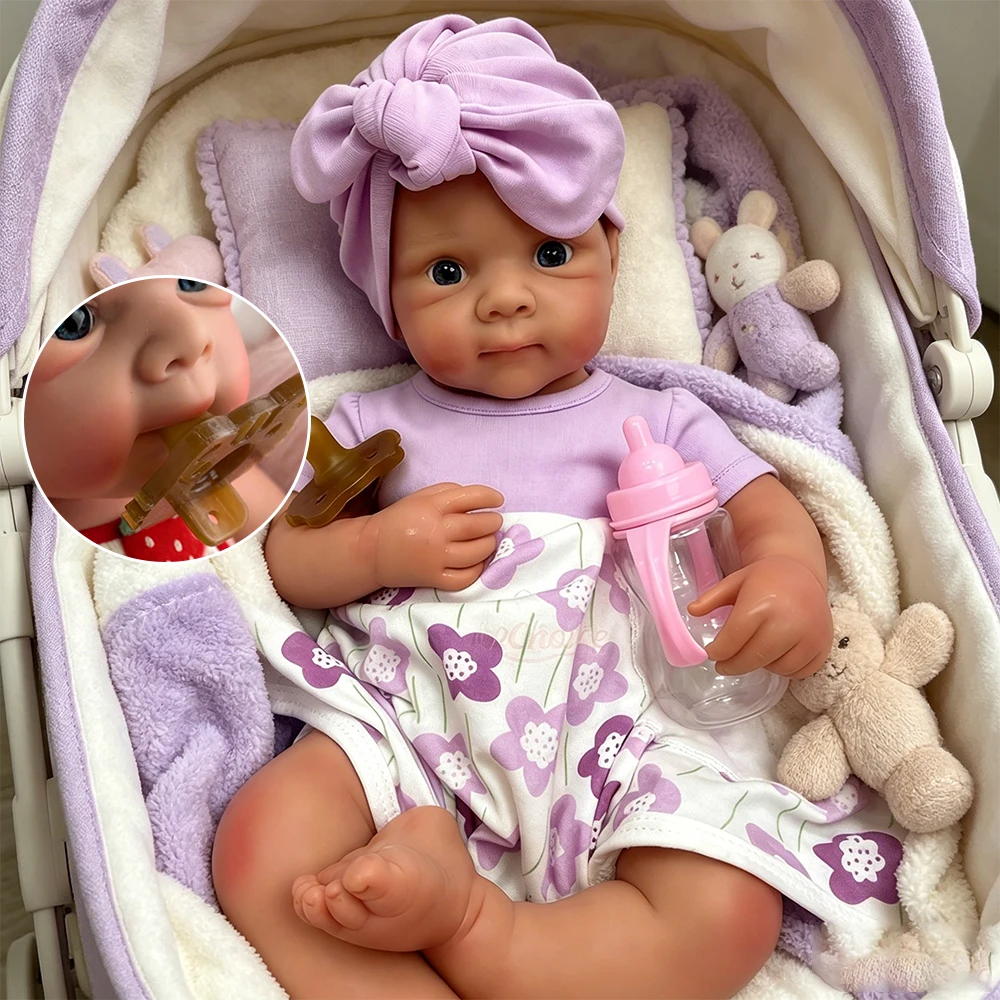 20Inch Full Solid Silicone Reborn Baby Bettie Can Open Mouth 3D Skin Rebirth Doll for Educational and Collectible Display