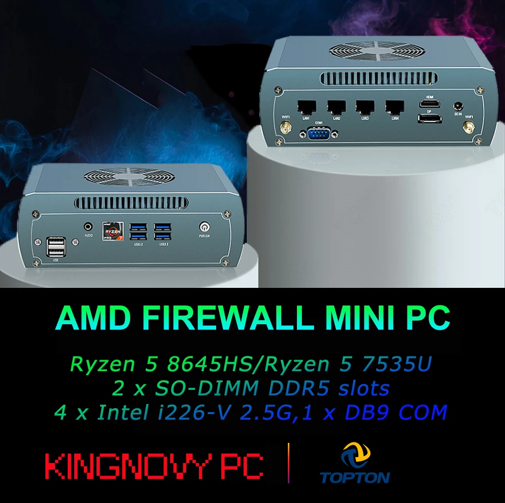 

Безвентиляторный процессор AMD Ryzen 5 8645HS 7535U, промышленный мини-ПК, микро-брандмауэр, 4*2,5Gbe, i226, сетевые порты, домашняя сеть, маршрутизатор Pfsense