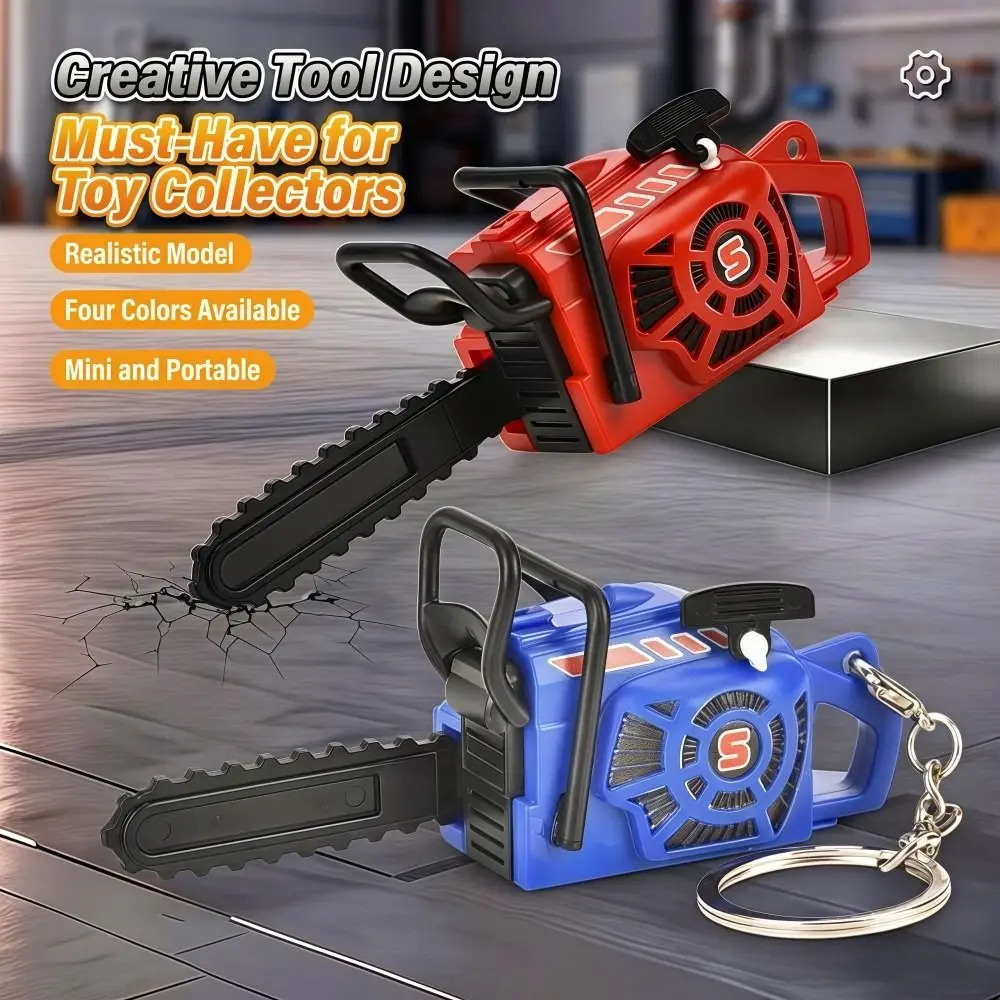 Creativity Plastic Electric Saw Keychain Realistic Handheld Power Saw Bag Pendant Portable Pull Rope Logging Saw Gift Key Decor