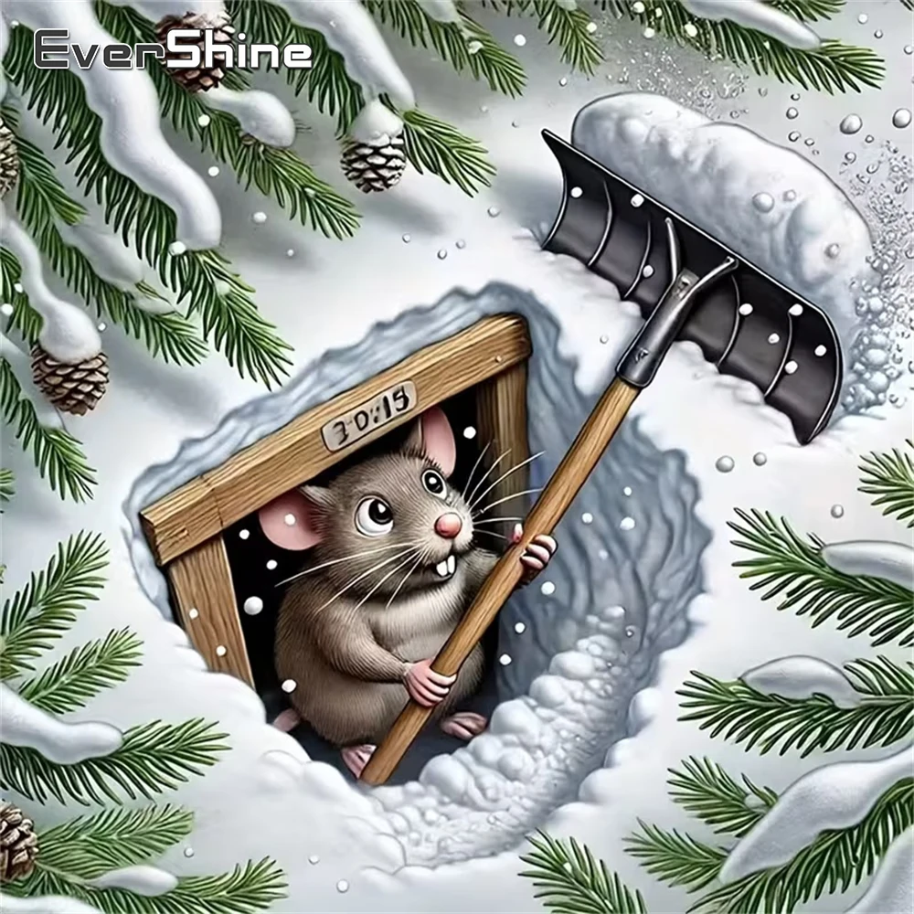 

Evershine Mouse Diamond Embroidery Animal Cross Stitch Painting Winter Acrylic Craft Supplies DIY Diamond Mosaic Home Decor