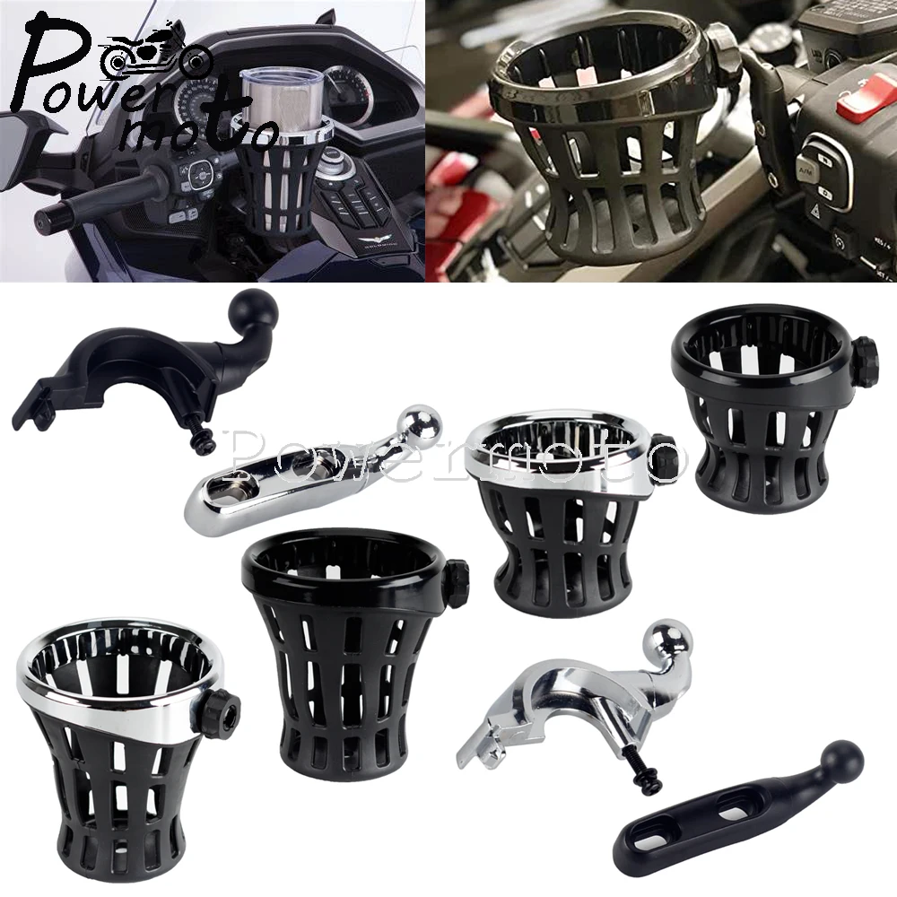 

New Motorcycle Passenger Drink Cup Holder Frame Support For Honda Goldwing 1800 GL1800 F6B DCT 2018-2021 Carrier w/ Mesh Basket