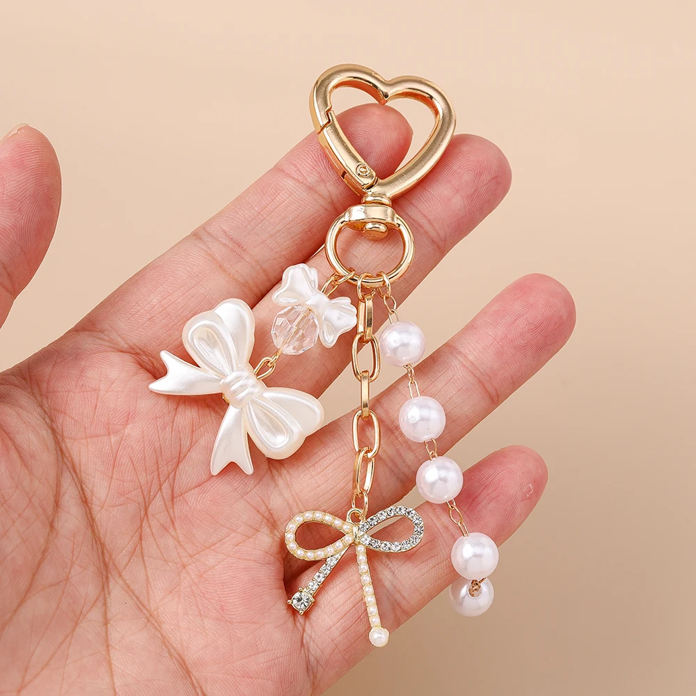 Aihua süße Y2K Metall Perle Liebe Herz Schleife Schlüsselanhänger für Frauen Mädchen Handtasche Anhänger DIY Schlüsselanhänger handgemachte Schmuck Geschenke – Detail 7