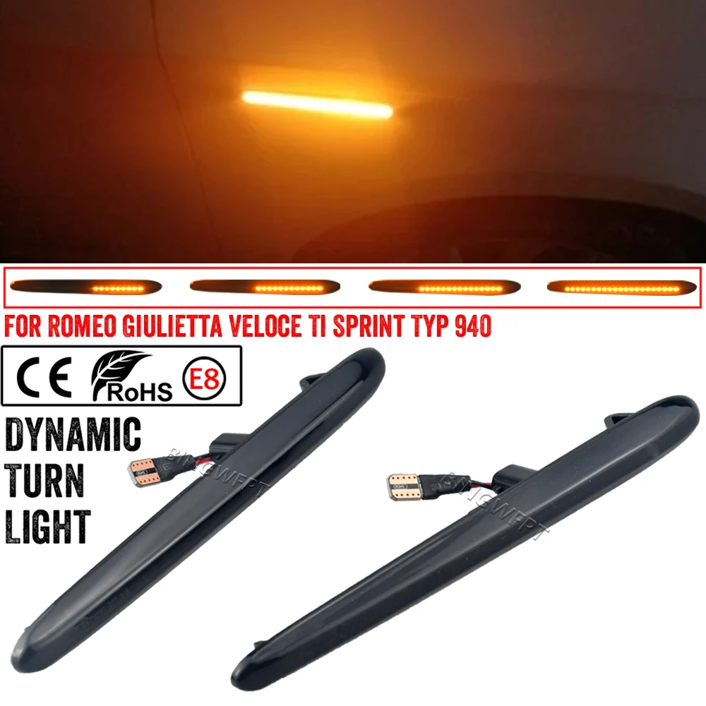 Turn Signal Blinker Lamps For Alfa Romeo Giulietta 940 Juliet Sprint Veloce 2010-2021 LED Dynamic Side Marker Lights Arrow