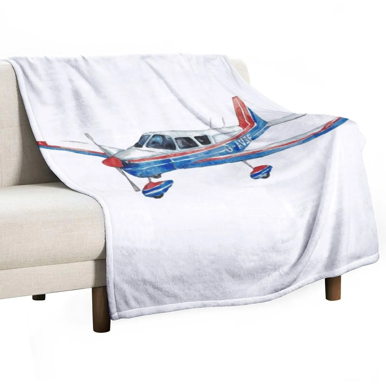 Airplane cherokee piper 180 aircraft print plane Throw Blanket Single Luxury Blankets