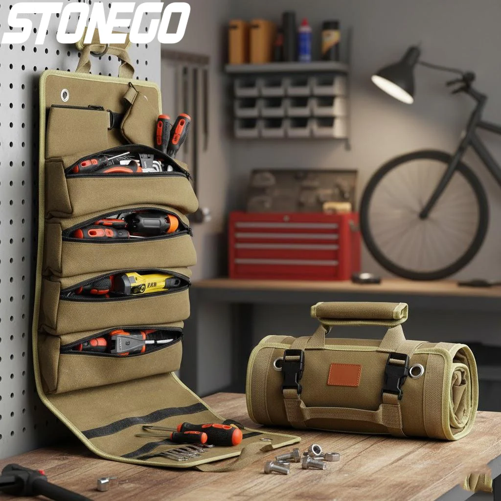 

Сверхмощный свернутый органайзер для инструментов, портативный складной свернутый органайзер с 2 маленькими сумками для механика