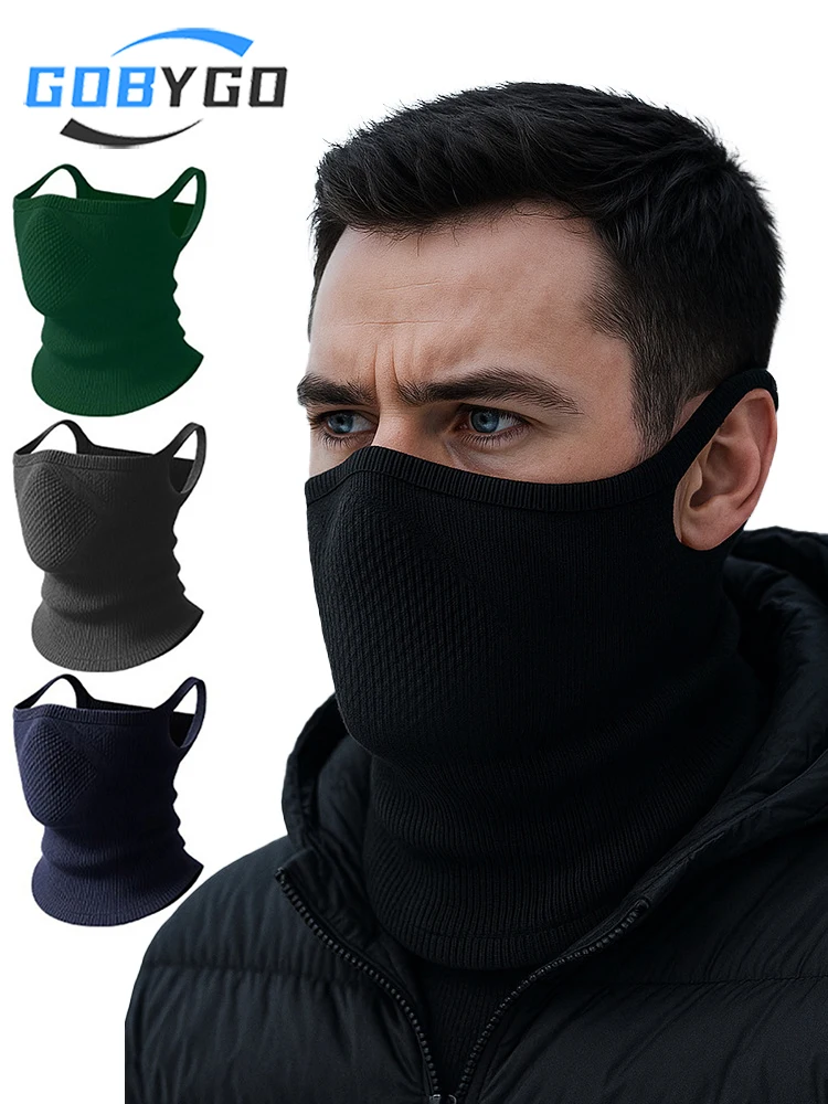 AliExpress gobygo GOBYGO 1Pcs Winter Cycling Mask Integrated Scarf Warm Mask Seamless Knitted Ear Loops Motorcycle Scarf Outdoor Sports Unisex