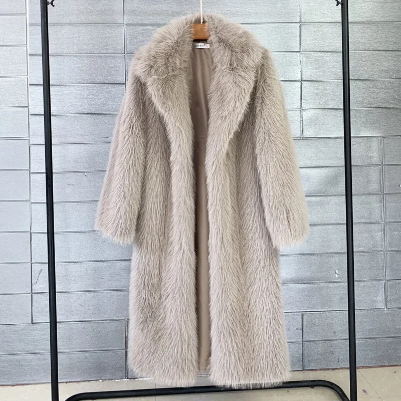 Autumn and winter women's long Toka faux fur suit collar coat artificial fur faux fur coat