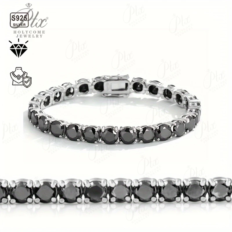

4mm-5mm Black Moissanite Bracelet Minimalist and Elegant Suitable for Both Men Women an Excellent Christmas Gift Hypoallergenic