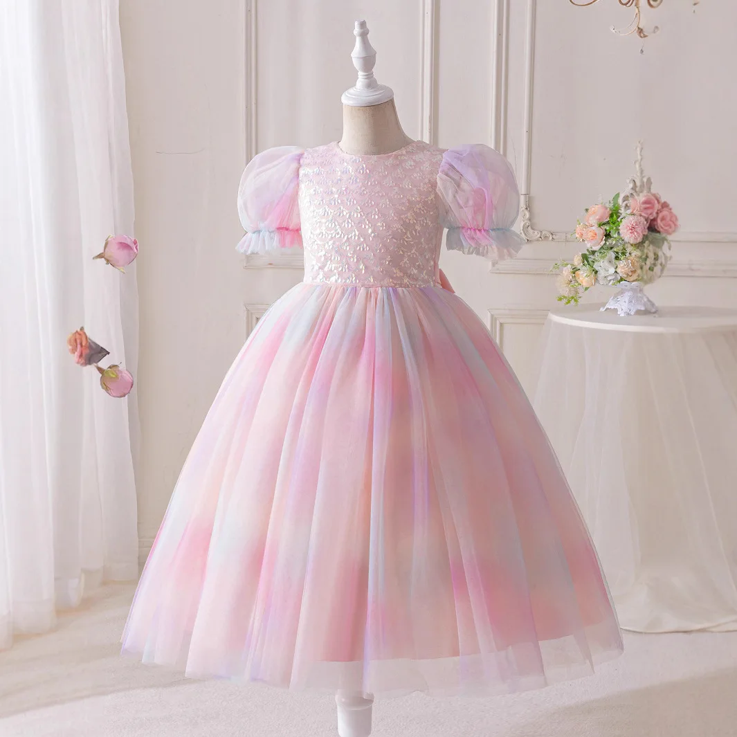 

6 to 10 years children girls summer princess party tulle dresses kids girl pink performance ball gown dress formal dress