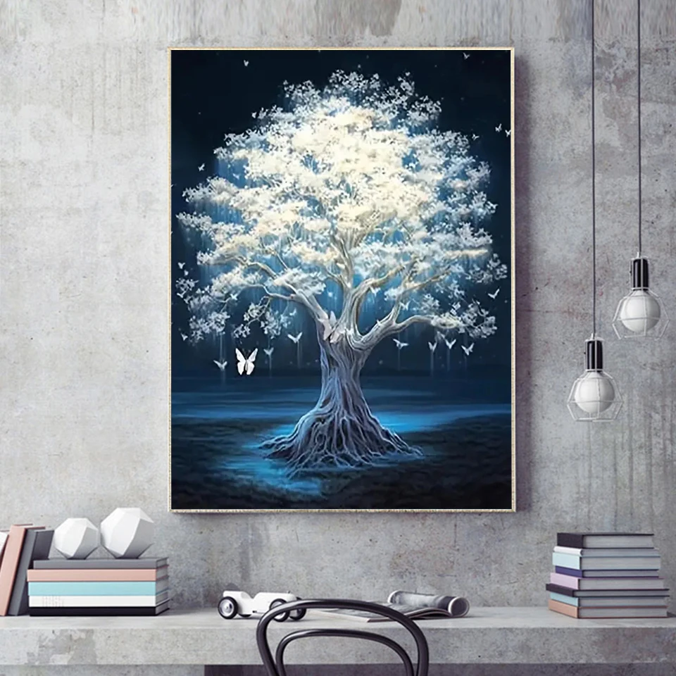 MomoArt 5D Diamond Painting Tree Embroidery Fantasy Landscape Cross Stitch Set Mosaic Picture Rhinestones Handmade Gift