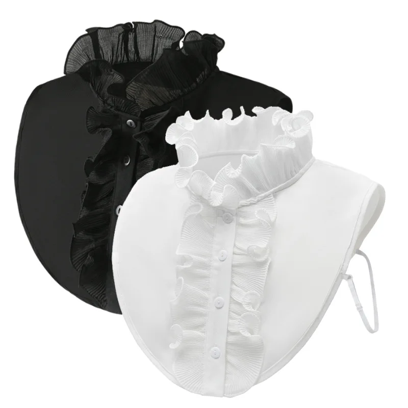 

Красивые плиссированные воротники в европейском стиле, черный/белый шифоновый съемный воротник, украшение для женской одежды