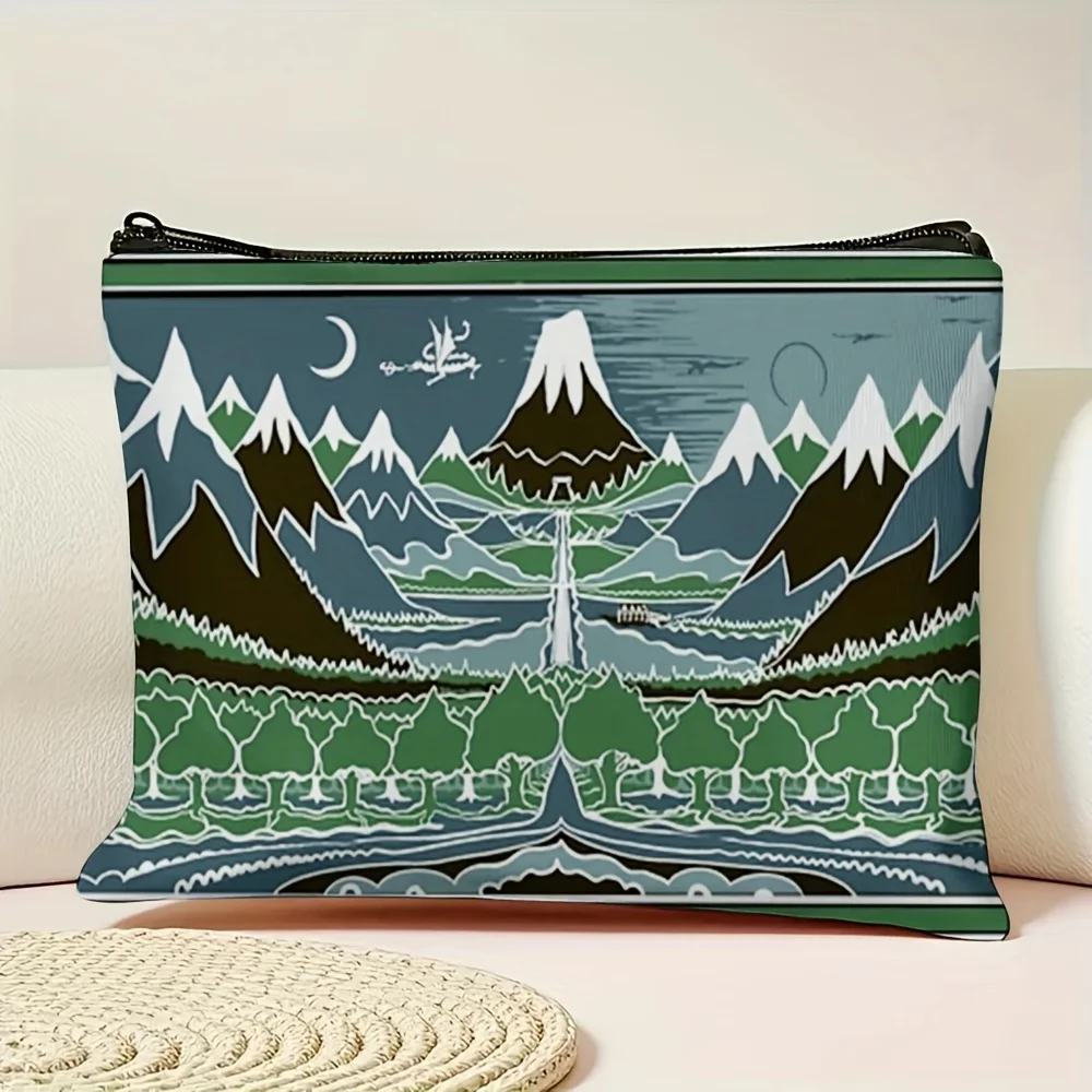 1 Piece of S Mountain Forest Path Cosmetic Bag - Multifunctional Zipper Bag for Women, Perfect Travel Zipper Storage Bag, Fun Birthday Gift