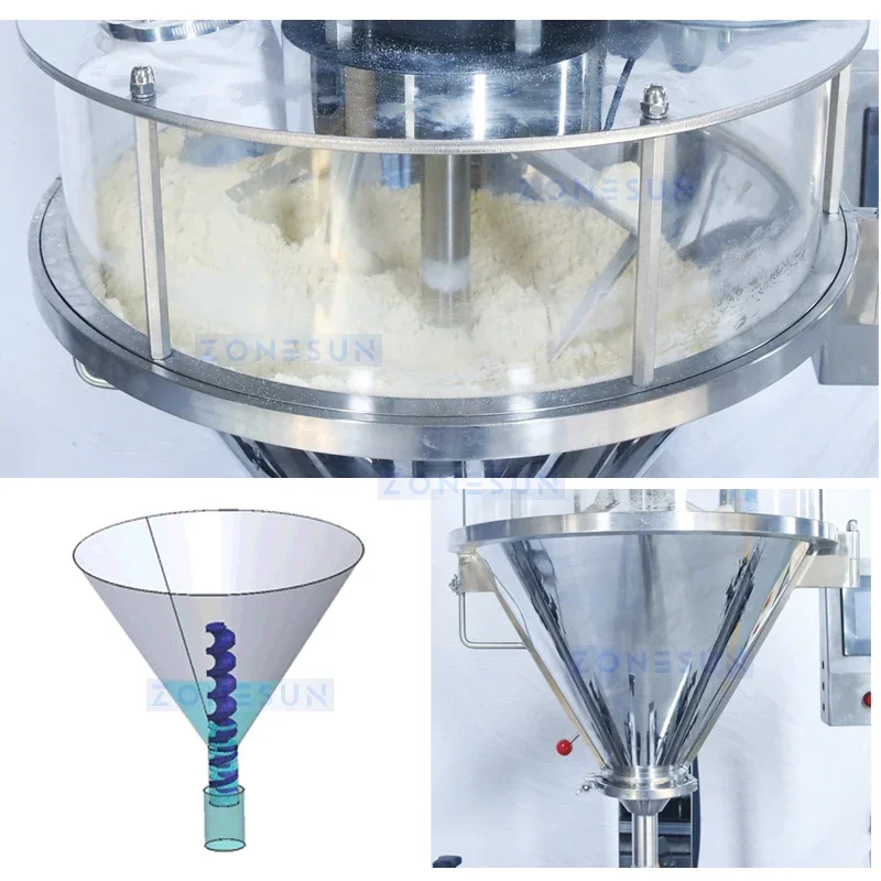 Zonesun máquina de enchimento de pesagem de pó, tanque de mistura, bomba de alimentação a vácuo, enchimento de broca de pó ZS-MB500FP