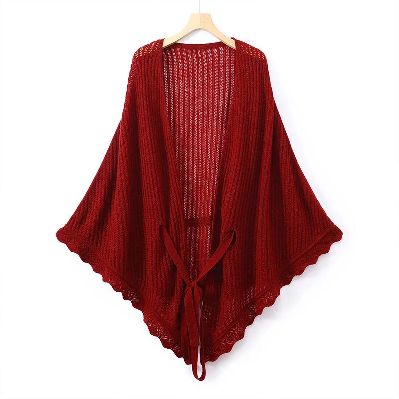 

Fashionable 100% Wool Women's Knitted Hollow-out Shawl Scarf Soft Warm Knitwear Cardigan Cloak Wraps Shoulder Neck Protect